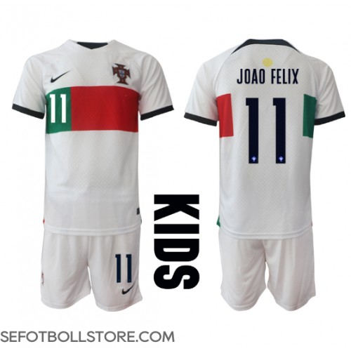 Portugal Joao Felix #11 Replika babykläder Bortaställ Barn VM 2022 Kortärmad (+ korta byxor)